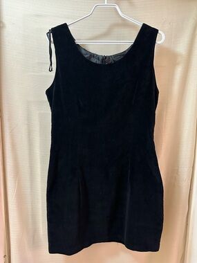 Vintage Tracy Evans Black Velvet Mini Dress 90s Sleeveless Fitted Bodycon Retro